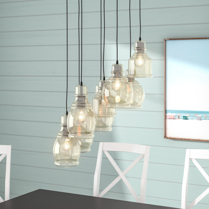 Gracie Oaks Pruett Cognac Glass Cluster 8Light Cascade Pendant